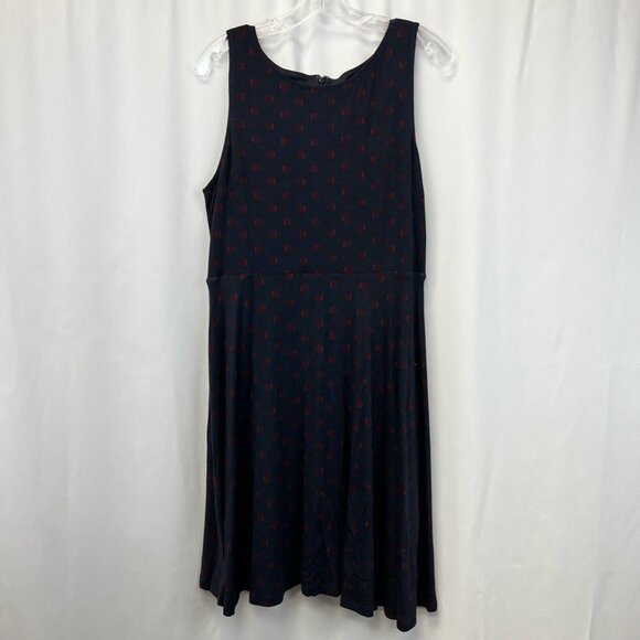 Ann Taylor Womens A Line Dress Blue Polka Dot Stretch Sleeveless Petites L New - Picture 1 of 11